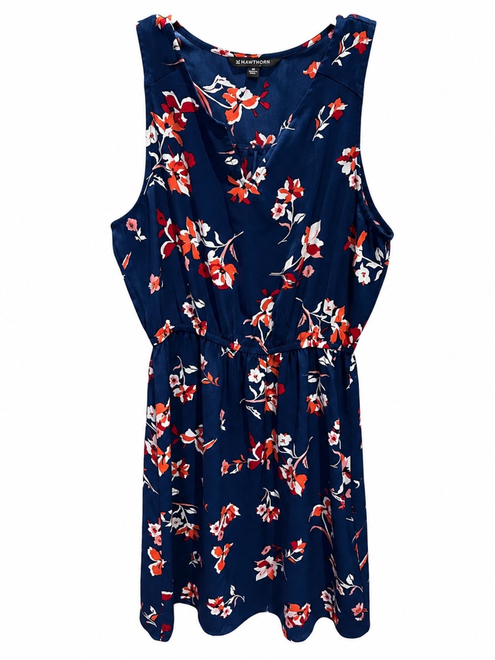 41 Hawthorn Navy Floral Sleeveless Faux Wrap Dress M NWOT Elastic Waist Boho - Picture 2 of 5